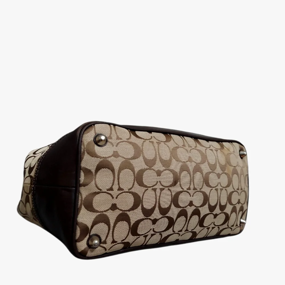 Coach Y2K Hamptons Jacquard & Leather Flap Buckle Shoulder Tote EUC - Picture 9 of 11